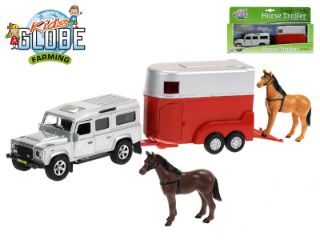 Obrázek z Auto Land Rover kov 14cm PB, přívěs pro koně 